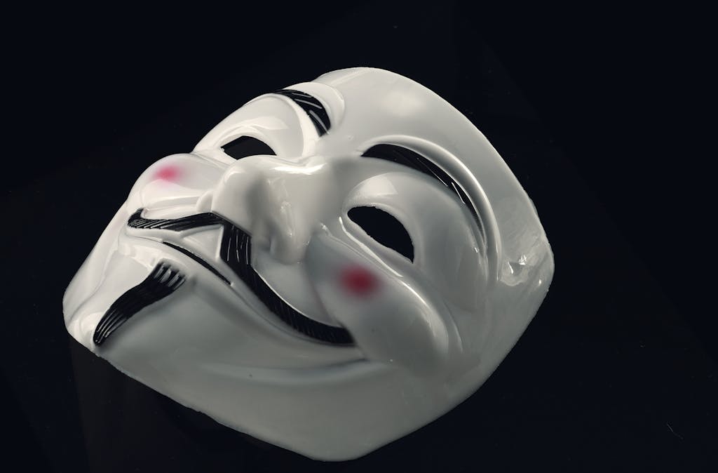 A mysterious Guy Fawkes mask symbolizing anonymity and incognito presence.